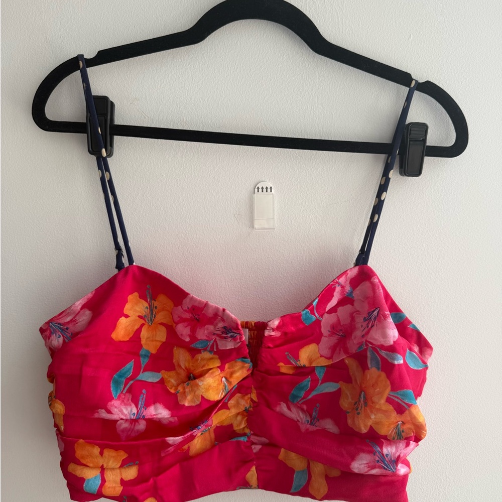Lovers + Friends Floral Crop Top - Pink and Orange